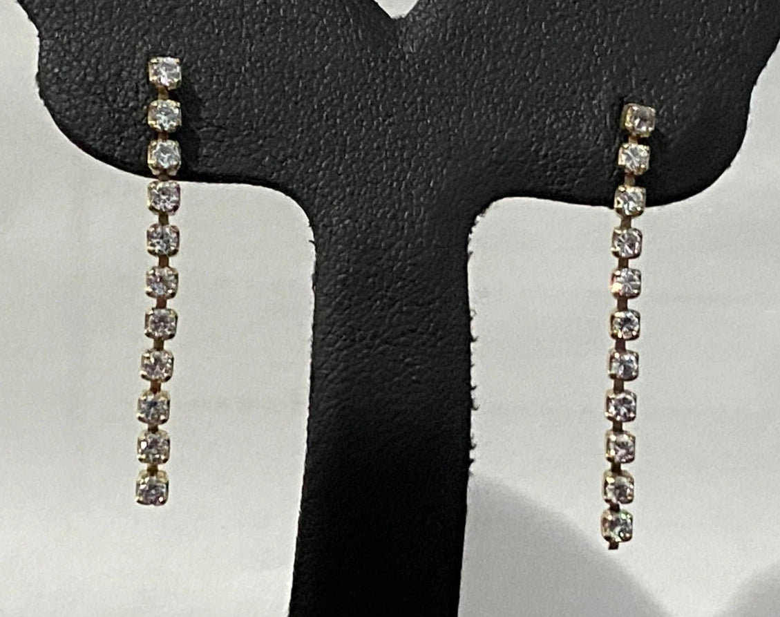 9K yellow Gold & Cubic Zirconia Drop Earrings 31.50mm