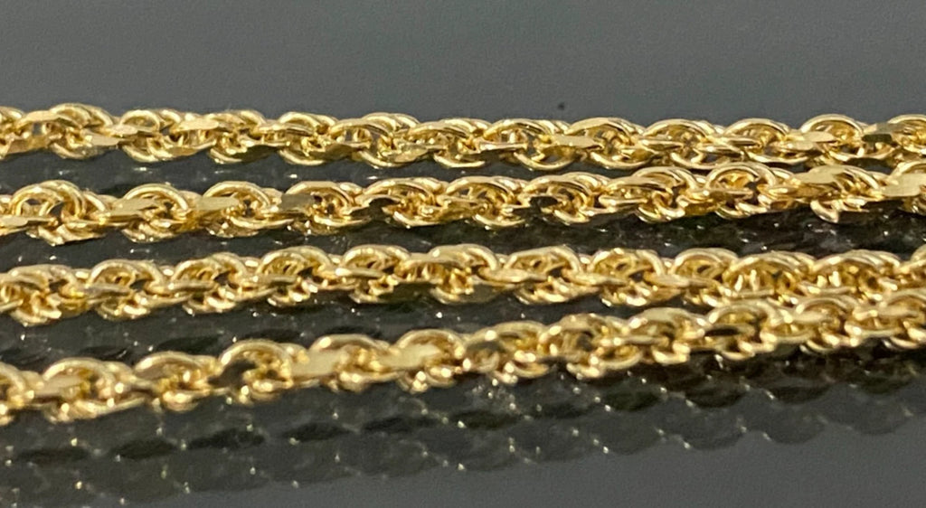 18K Yellow Gold Rope Link Chain Necklace 49.5cm Long