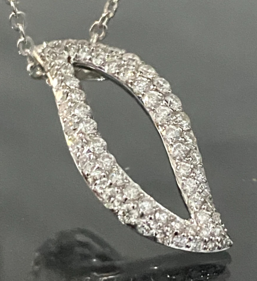 14K White Gold W/ 1.00CT Brilliant Diamond Drop Pendant