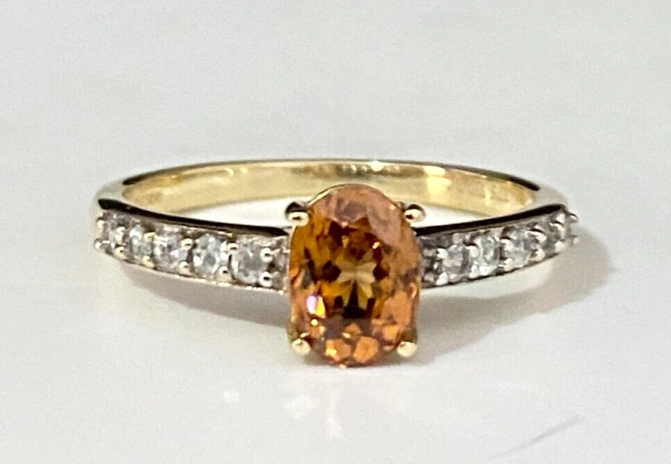 9K Yellow Gold & 1.47CT Natural Zircon Ring Size N 1/2 - 6 3/4