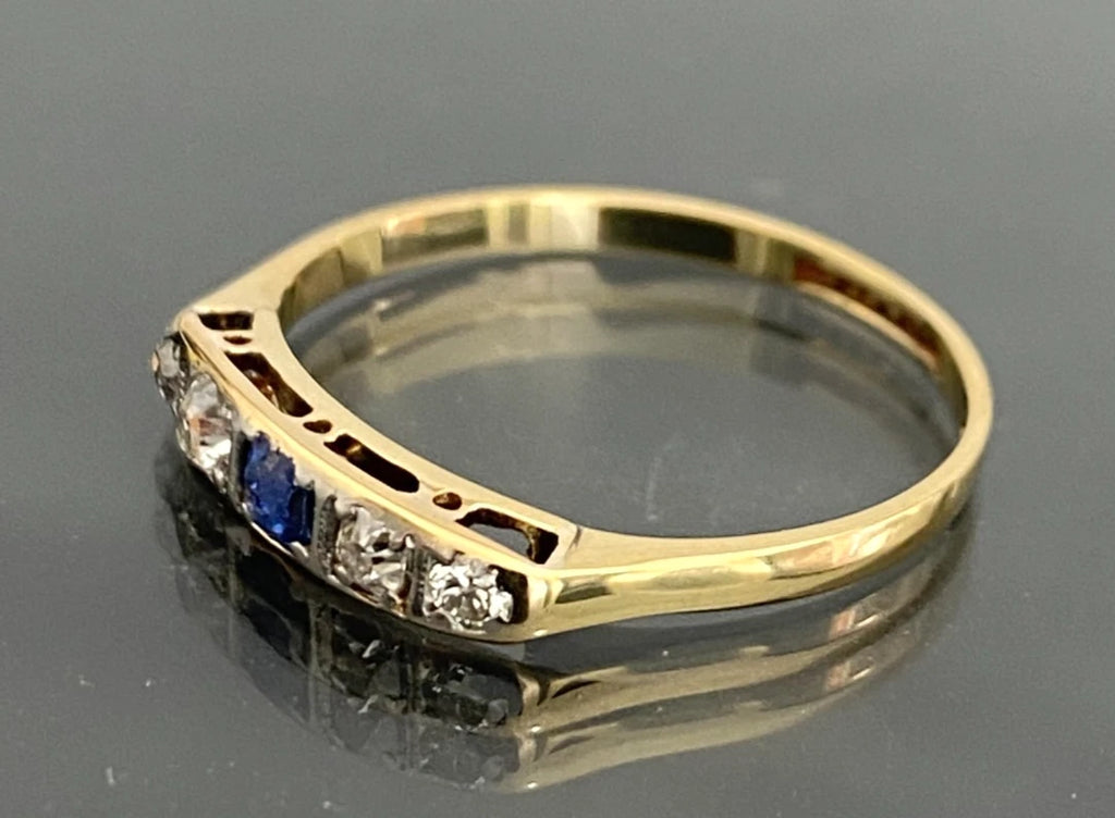 Antique 18ct Yellow Gold & Platinum Diamond Ring Size M 1/2 (US 6.5)