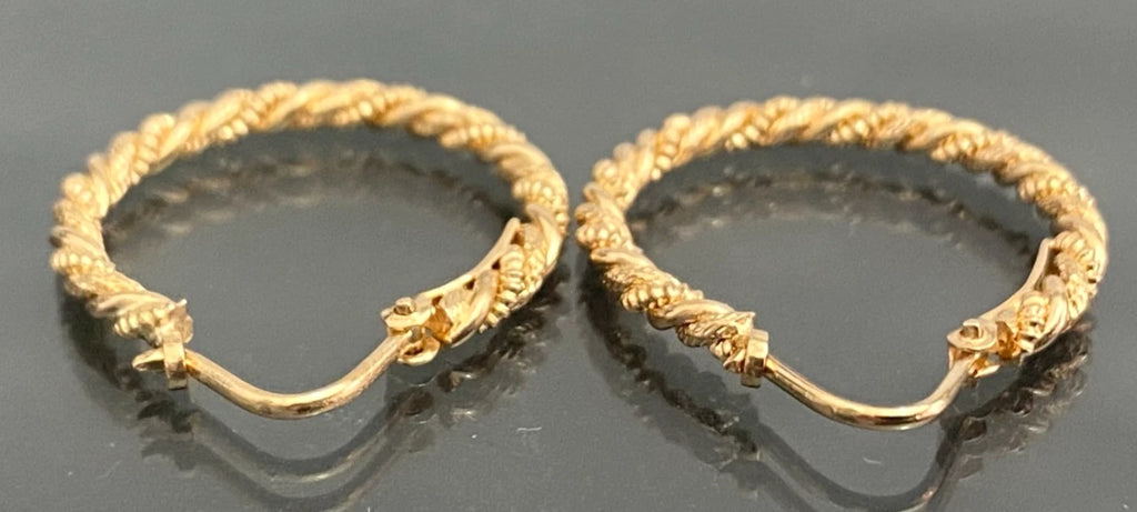 9CT Yellow Gold Twisted Rope Textured Hoop Earrings
