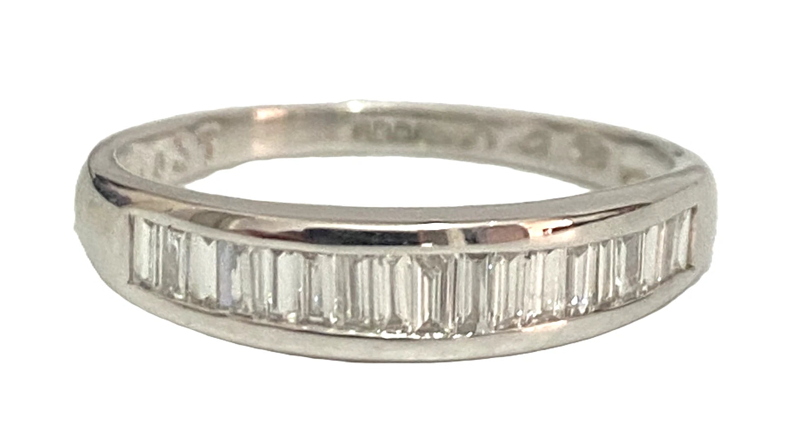 18K White Gold & 0.37CT Diamond Baguette Eternity Band Ring Size O (US 7.25)