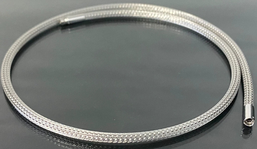 18ct White Gold Omega Mesh Chain Necklace 42cm Flexible Woven Style
