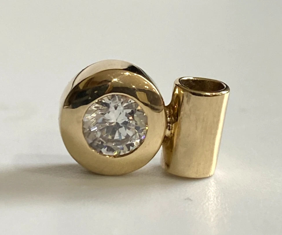 9K Yellow Gold & Cubic Zirconia Single Stone Pendant
