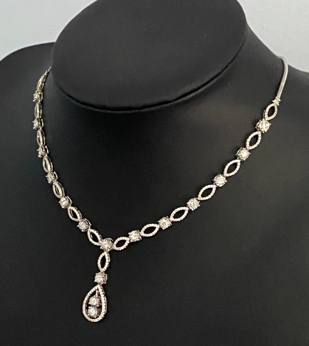 18K White Gold & 2.50CT Diamond Statement Drop Necklace