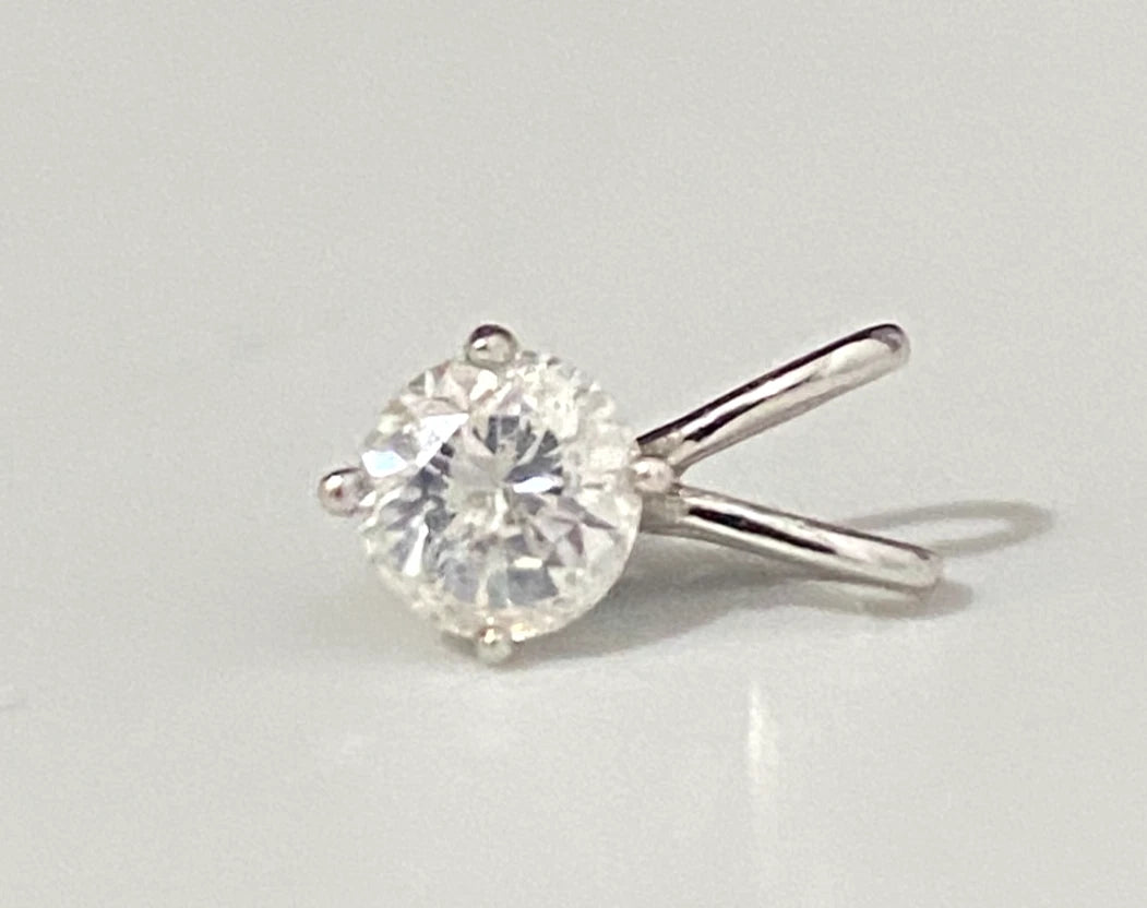 14K White Gold & 0.35CT Diamond Single Stone Pendant