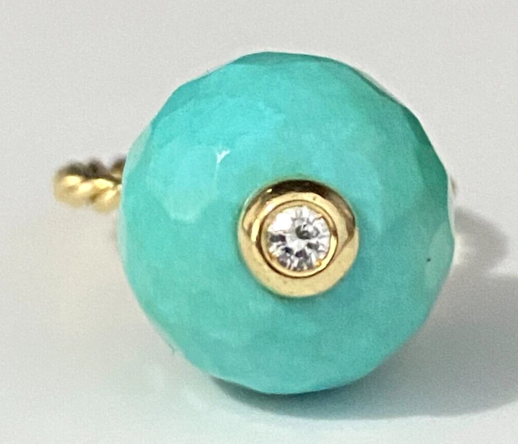 14K Yellow Gold W/Green Stone & Diamond Ring Size L - 5 1/2
