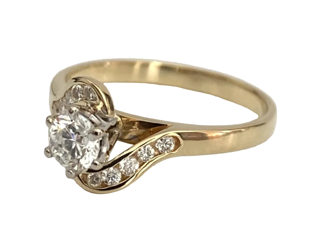 18ct Yellow Gold 0.45ct Diamond Solitaire Engagement Ring - Size N 1/2 (US 7)