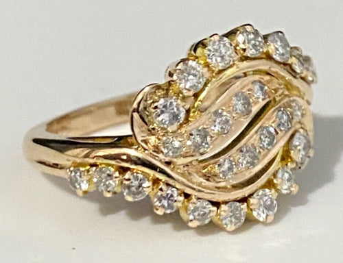 14K Yellow Gold & 0.60CT Diamond Dress Ring Size L 1/2 - 5 7/8