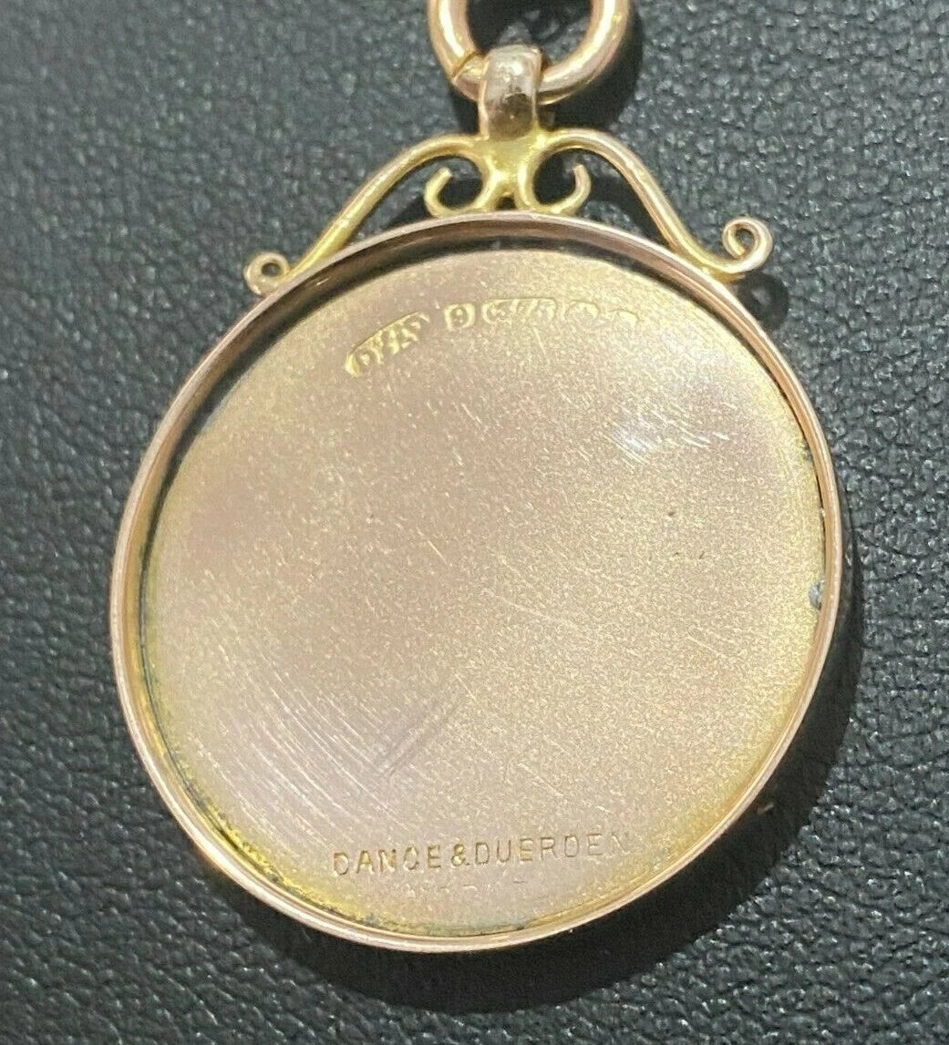 9K Rose Gold & Enamel Fob Medal - Circa 1920's