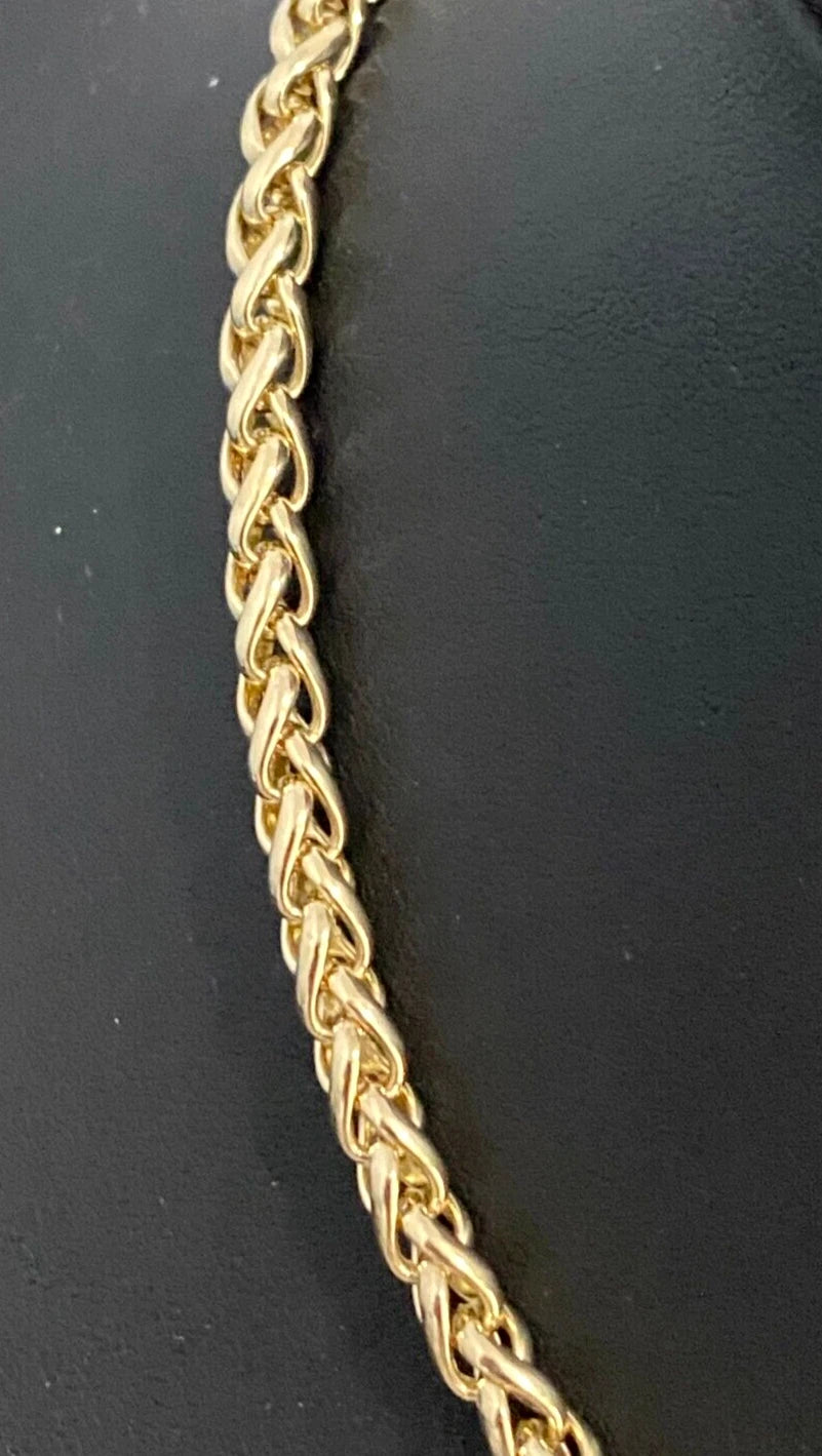 9K Yellow Gold Wheat Link Chain Necklace 41cm Long