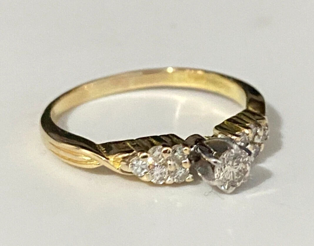 14K Yellow Gold & 0.30CT Diamond Engagement Ring Size P 1/2 - 7 3/4