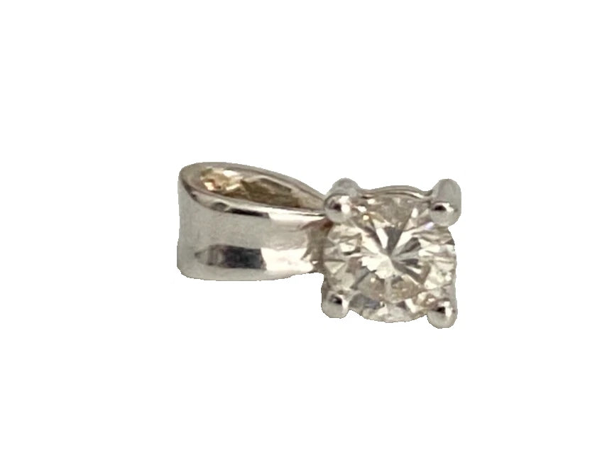 18K White Gold & 0.25CT Diamond Single Stone Pendant - 9.50mm