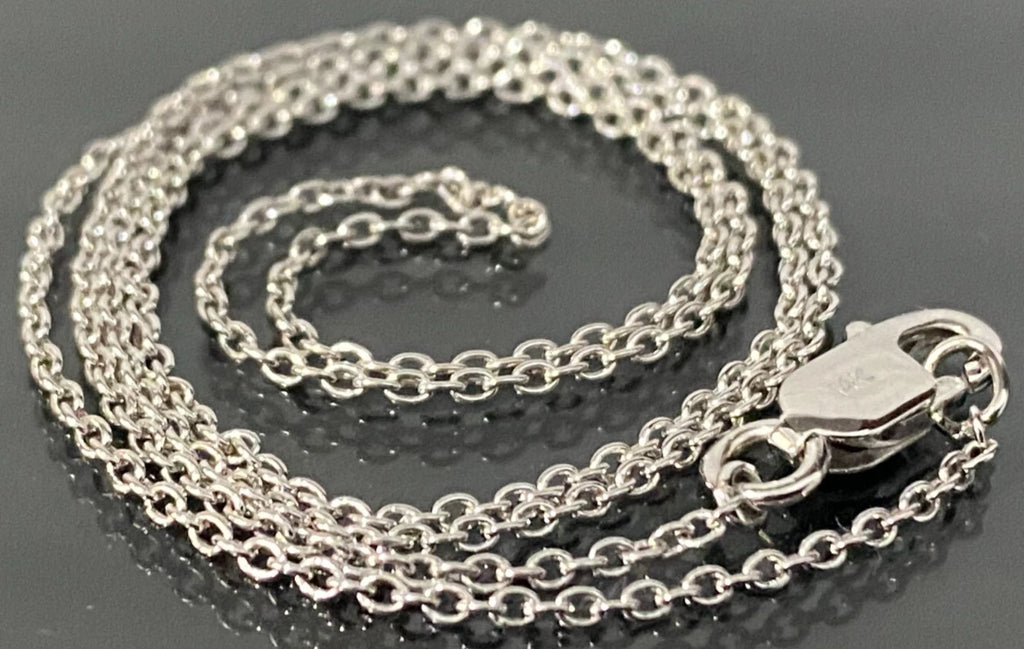 14K White Gold Cable Link Chain Necklace 41cm Long
