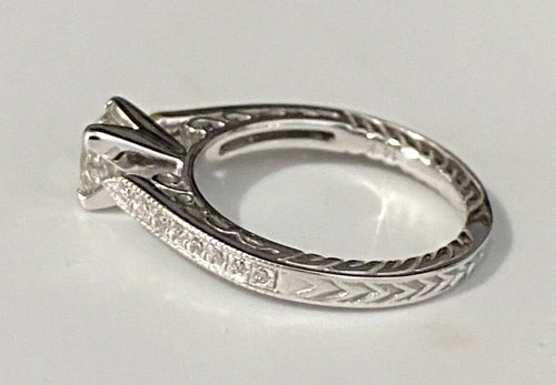 14K White Gold & 0.80CT GIA Diamond Engagement Ring Size J 1/2 - 5