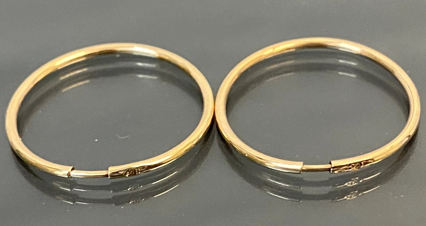 9ct Solid Yellow Gold Hoop Earrings 21mm Sleeper Style Classic Hoops