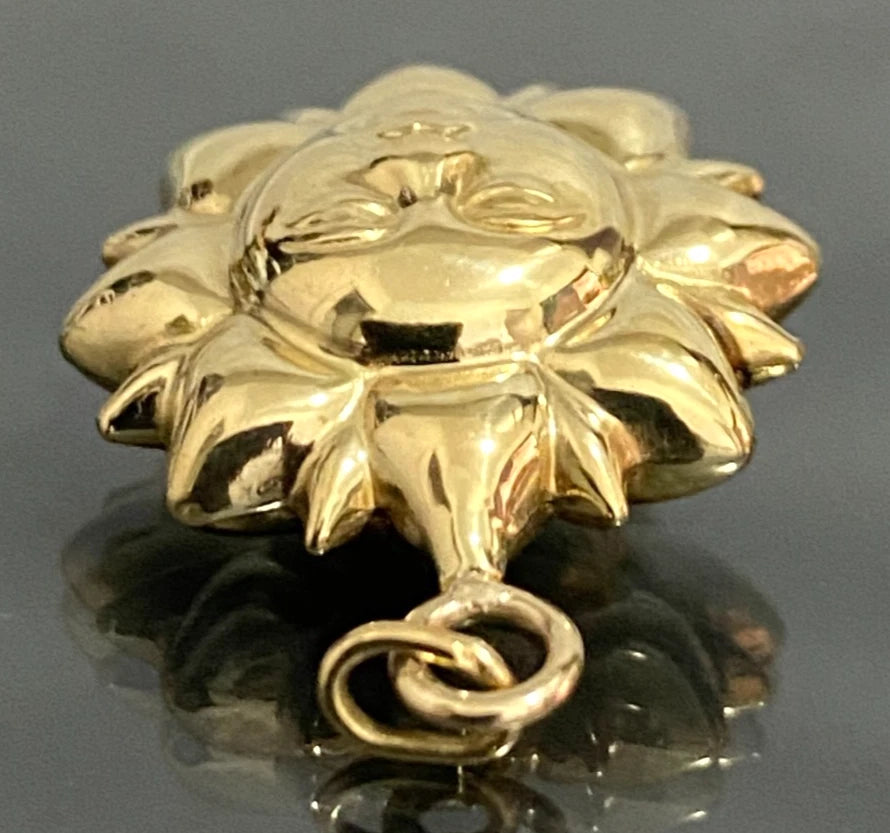 18K Yellow Gold Sun Pendant 25.0mm High