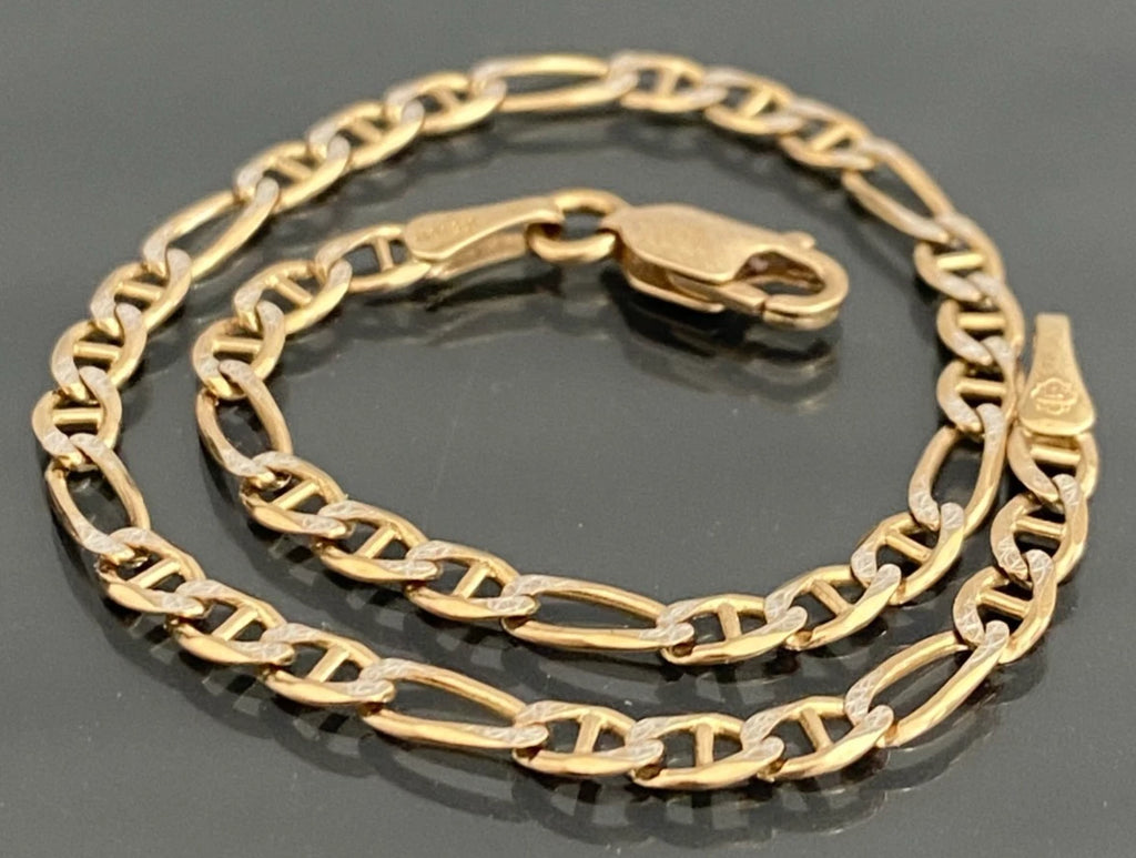 9K Yellow Gold Figaro Link Bracelet 18.50cm Long