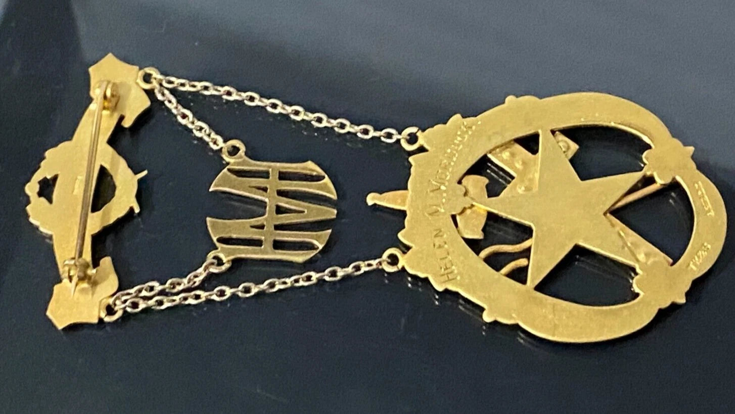 9K Yellow Gold & Pearl Masonic jewel 88.0mm High