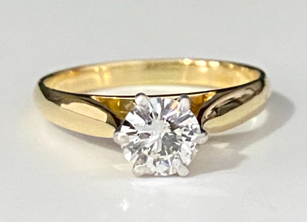 18K Yellow Gold & 0.80CT Diamond Solitaire Ring Size O 1/2 - 7 1/2