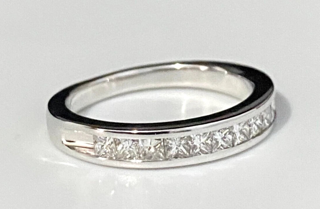 14K White Gold & 0.50CT Diamond Eternity Channel Set Ring Size L 1/2 - 5 7/8