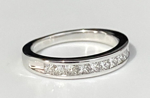 14K White Gold & 0.50CT Diamond Eternity Channel Set Ring Size L 1/2 - 5 7/8