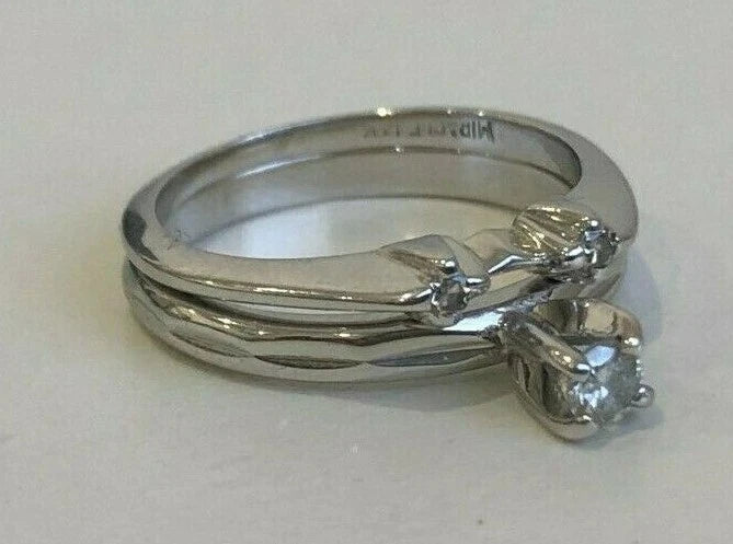Pair of 14K White Gold & Diamond Engagement Ring Size J 1/2 - 5