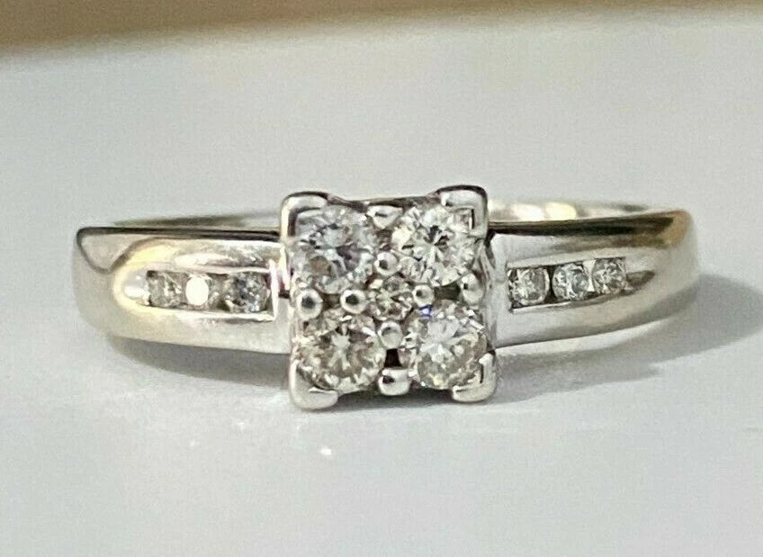 18K White Gold & 0.23CT Diamond Engagement Ring Size M - 6