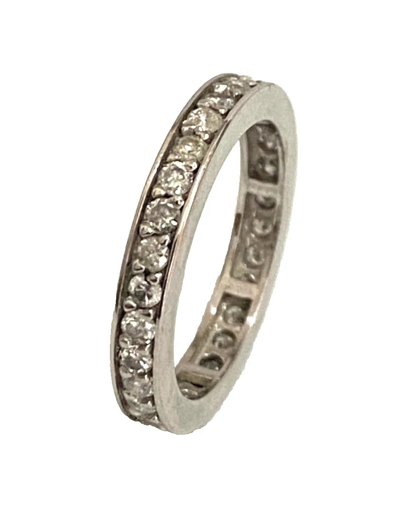 18K White Gold Diamond Full Eternity Wedding Band Ring - Size L (US 5.75)
