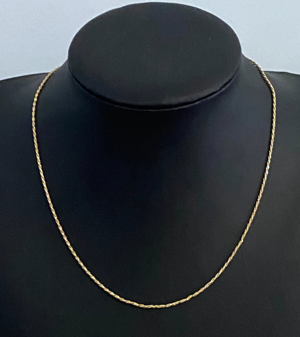 18K Yellow Gold Rope Link Chain Necklace 46cm Long