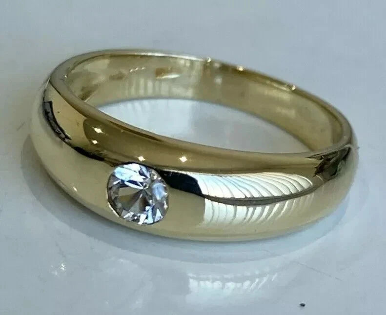 14K Yellow Gold & Cubic Zirconia Flush Set Ring Size M 1/2 - 6 1/4