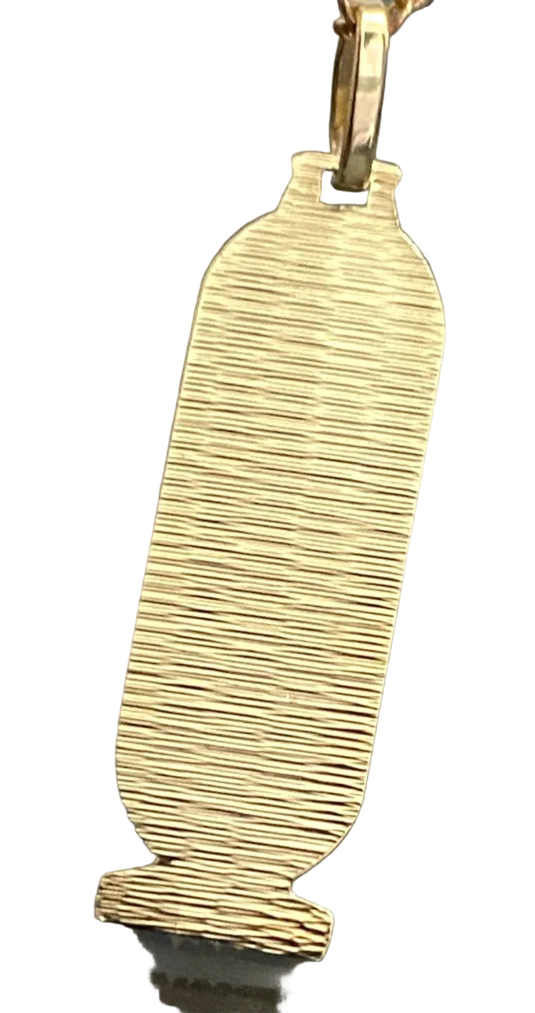 9K Yellow Gold Egyptian cartouche-style pendant 35mm High