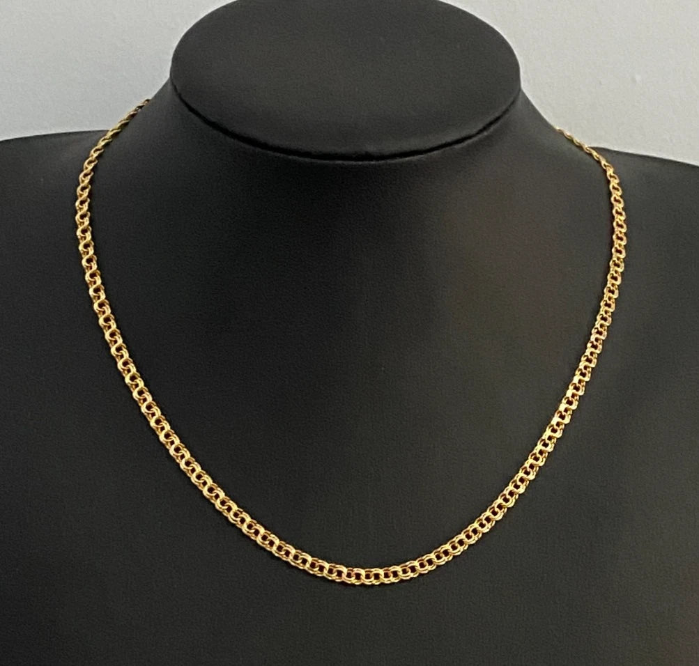 Vintage 12K Yellow Gold Chino Link Chain Necklace 46cm Long