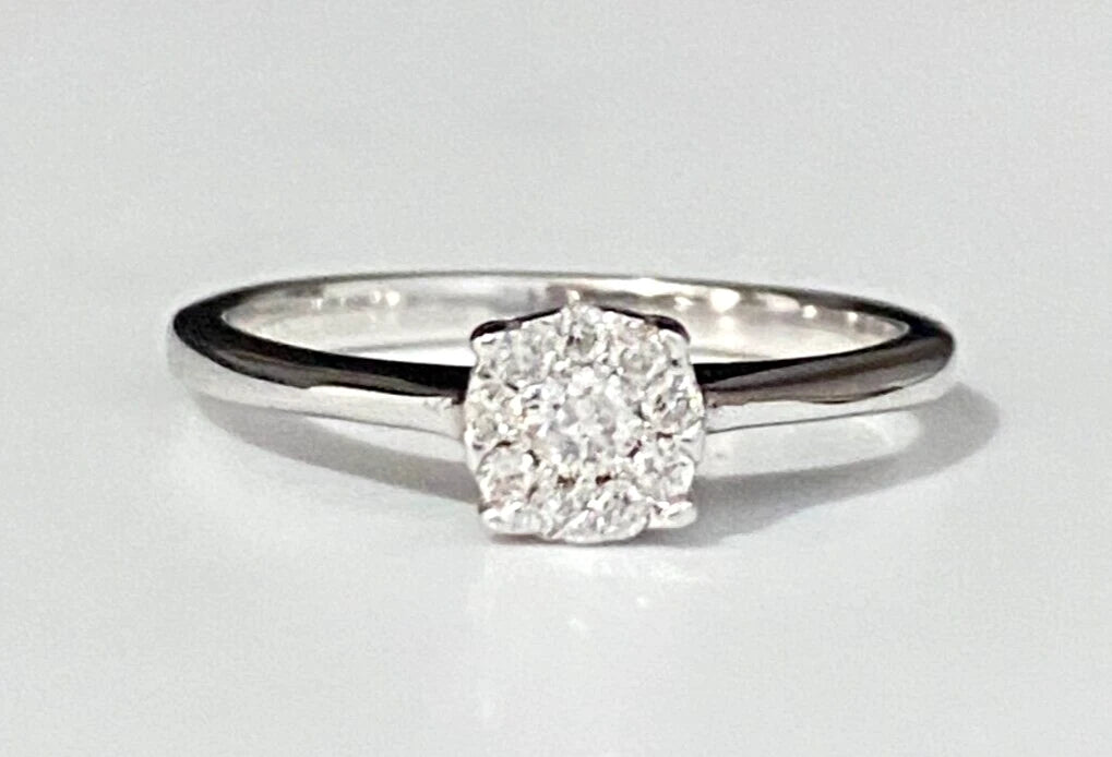 9K White Gold & 0.15CT Diamond Engagement Ring Size K 1/2 - 5 3/8
