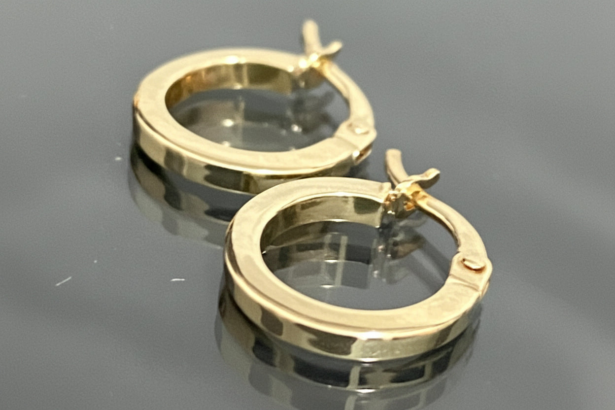 9K Yellow Gold Small Round Hoop Earrings 12.5mm