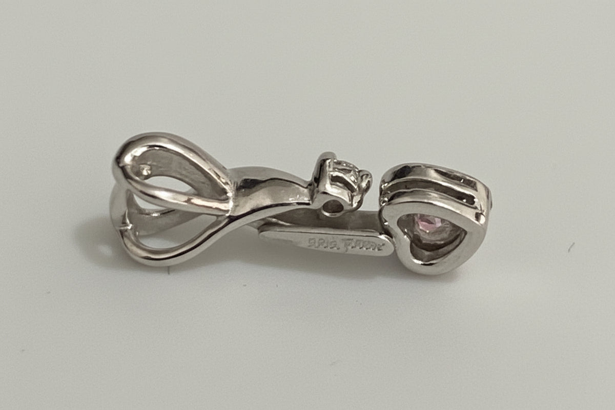 18K White Gold Two Diamond Infinity Heart Pendant