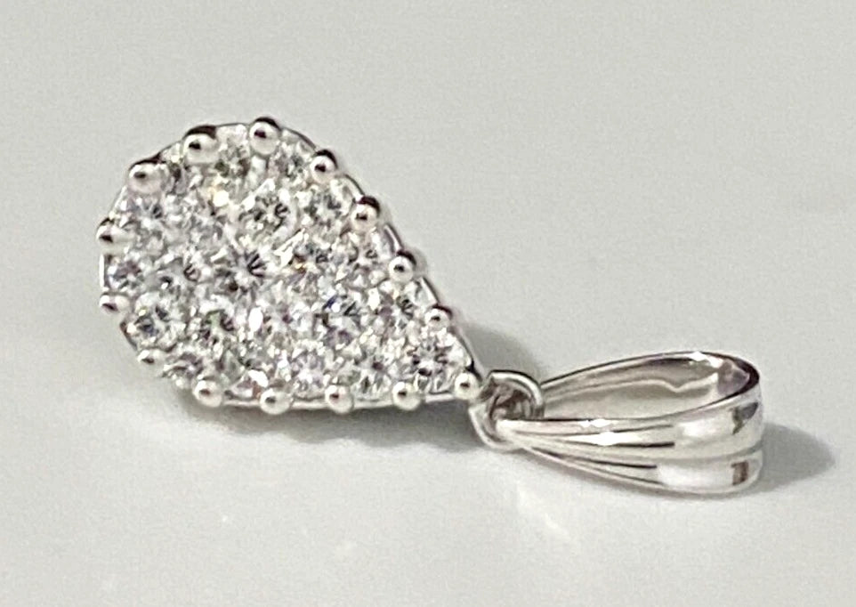 18K White Gold W/ 0.44CT Brilliant Diamond Pear Shape Pendant