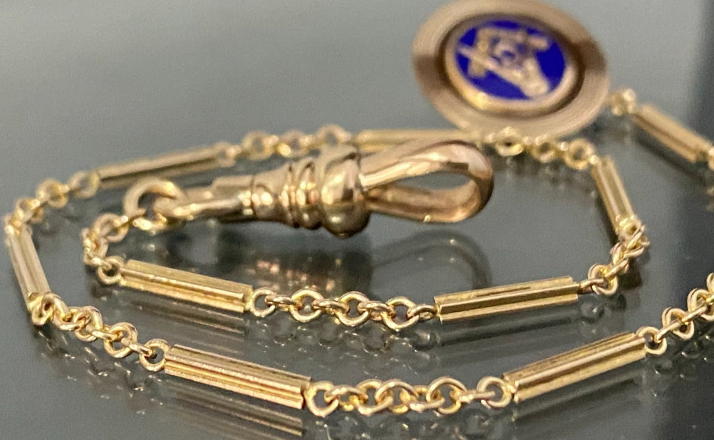 Antique Rolled Gold Masonic Bracelet / Pocket Watch Fob Chain