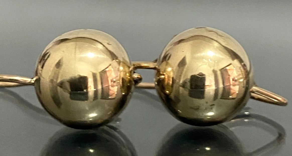 9K Yellow Gold 12.5mm Ball Hook Earrings