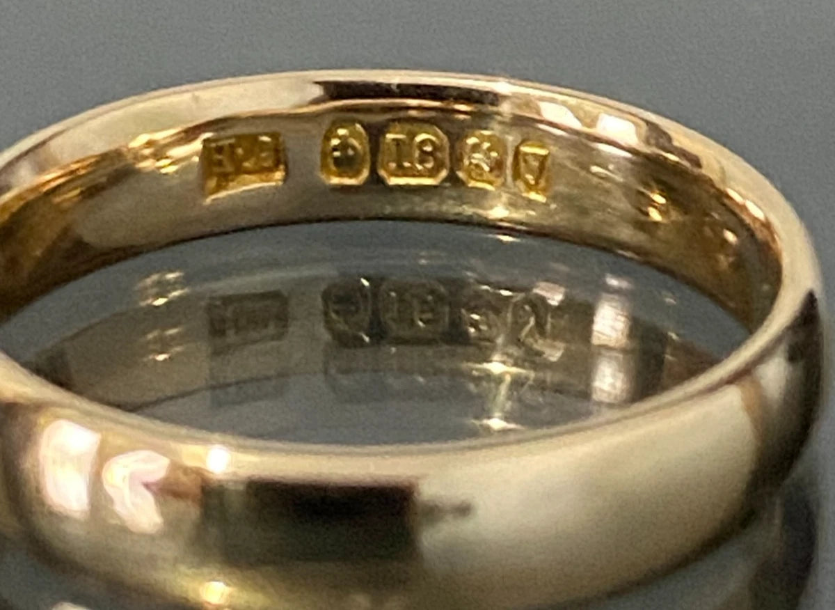 1920's Antique 18ct Yellow Gold English Wedding Band Ring Size I - 4 1/2