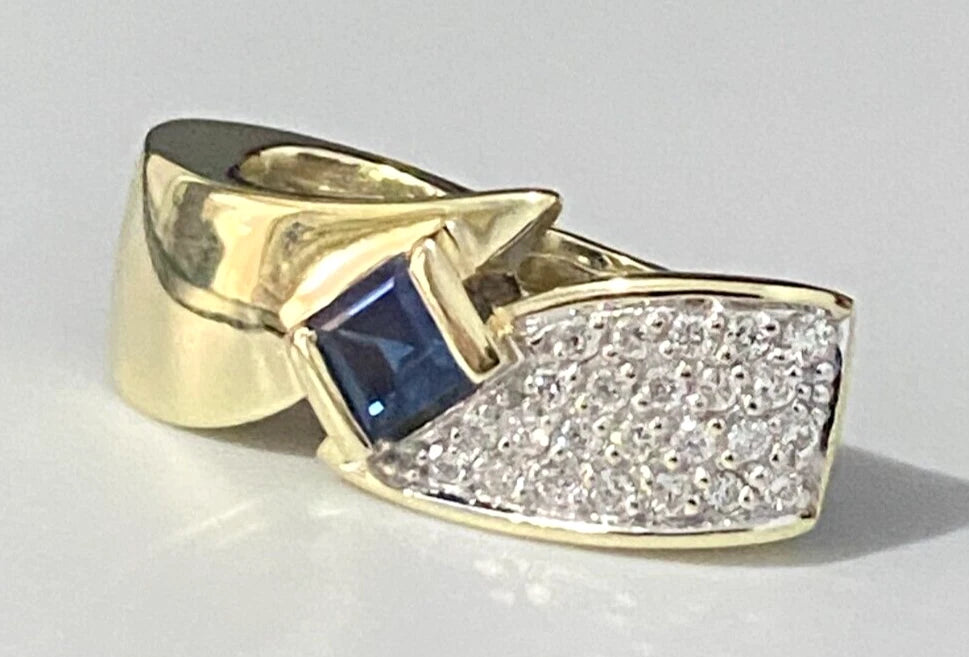 14K Yellow Gold W/ Sapphire & 0.24CT Diamond Pave Set Pendant
