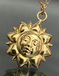 18K Yellow Gold Sun Pendant 25.0mm High