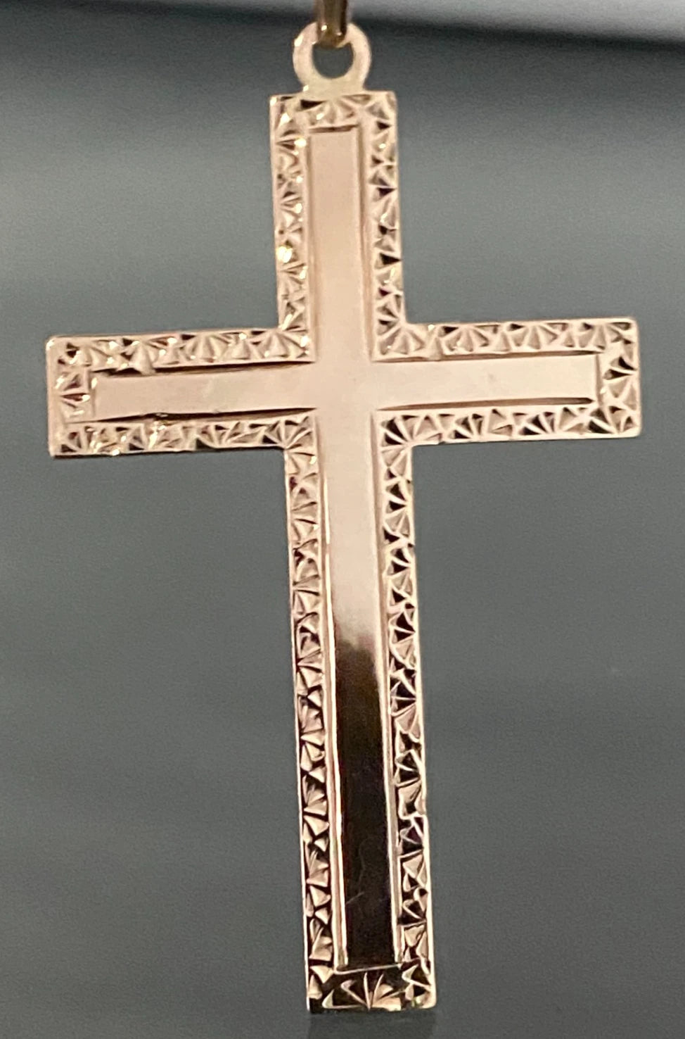 Vintage 14K Rose Gold Etched Cross Pendant - 44.80mm