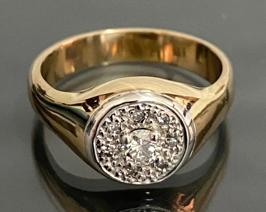18K Yellow Gold & 0.25ct Diamond Men's Ring Size U (US 10.5)