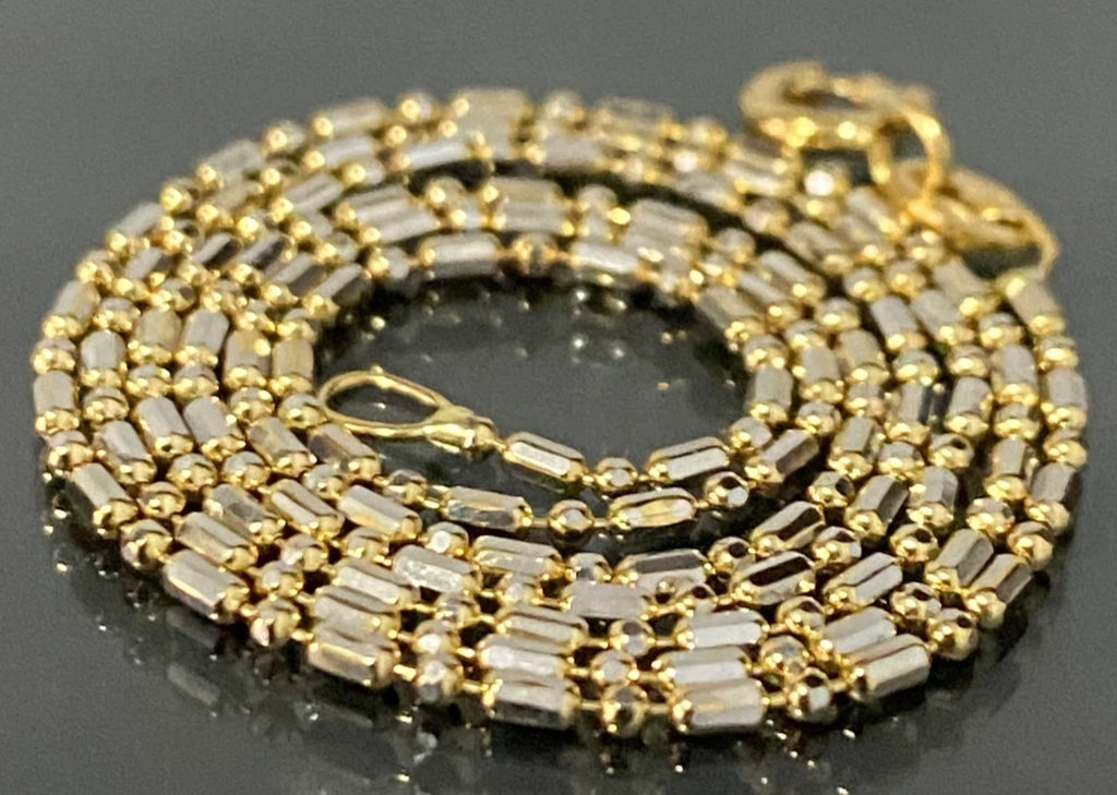18K Yellow Gold Dash Dot Chain Necklace 41cm Long