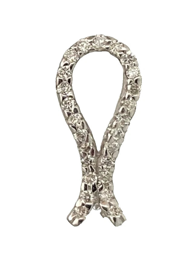 18K White Gold Brilliant Diamond Ribbon Pendant - 15mm