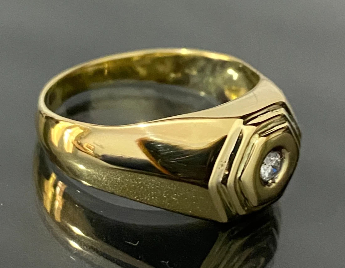 18K Yellow Gold & Diamond Men's Ring Size U - 10 1/2