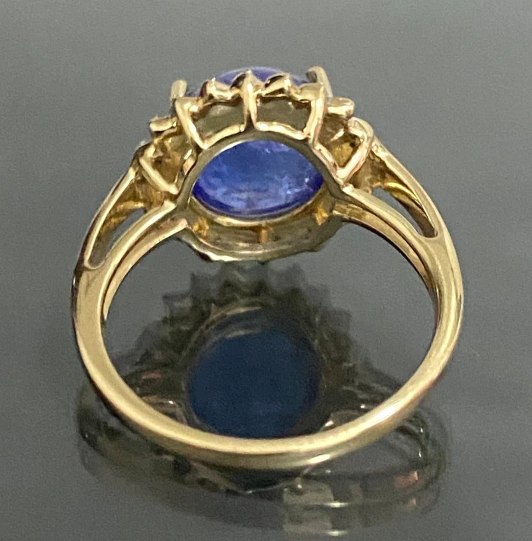 9K Yellow Gold With 5.24CT Tanzanite & Diamond Ring Size L (US 5.75)