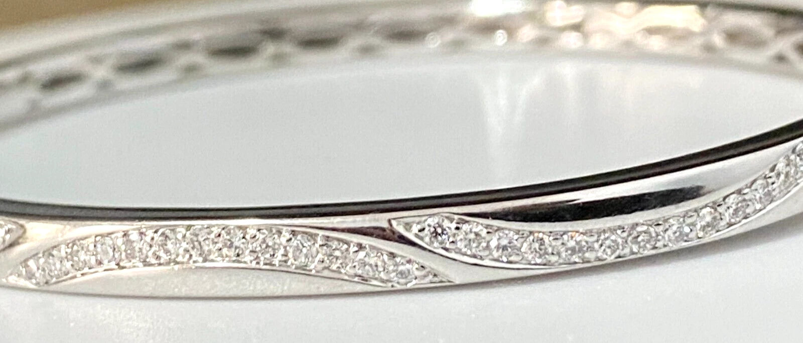 18K White Gold & 0.70CT Diamond Hinged Bangle Bracelet